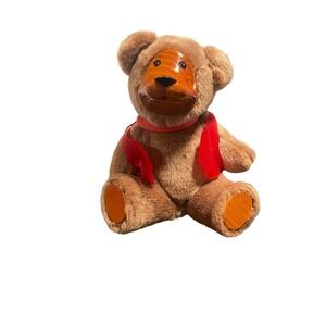 FTD Collector's Series Plush Bear Toy Wooden Face & Feet 10" w/ Jointed Legs